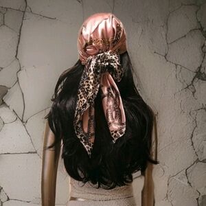 NWT Pink Chain Print Satin Silky Scarf